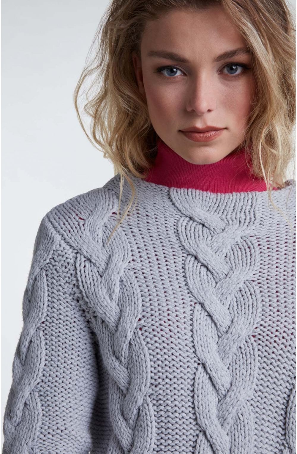 Grey Cable Knit Jumper