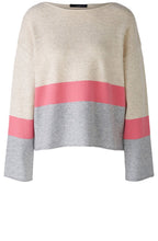 Grey Camel and Pink Colour Block Jumper