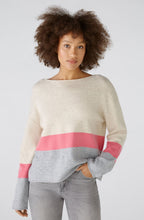 Grey Camel and Pink Colour Block Jumper