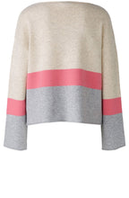 Grey Camel and Pink Colour Block Jumper