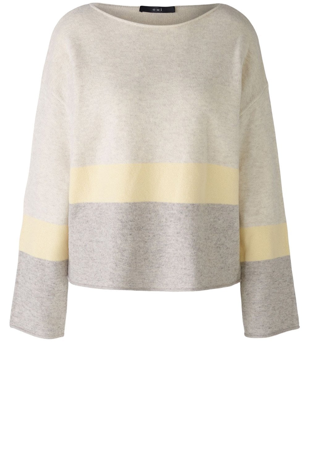 Grey Camel and Yellow Colour Block Jumper