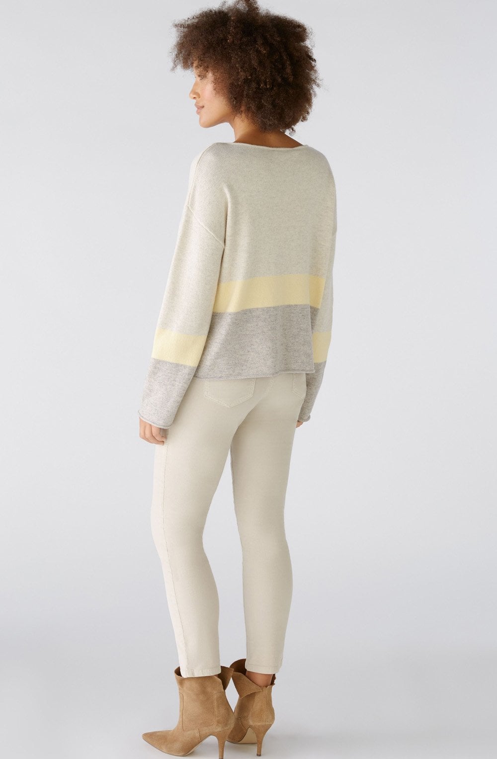 Grey Camel and Yellow Colour Block Jumper