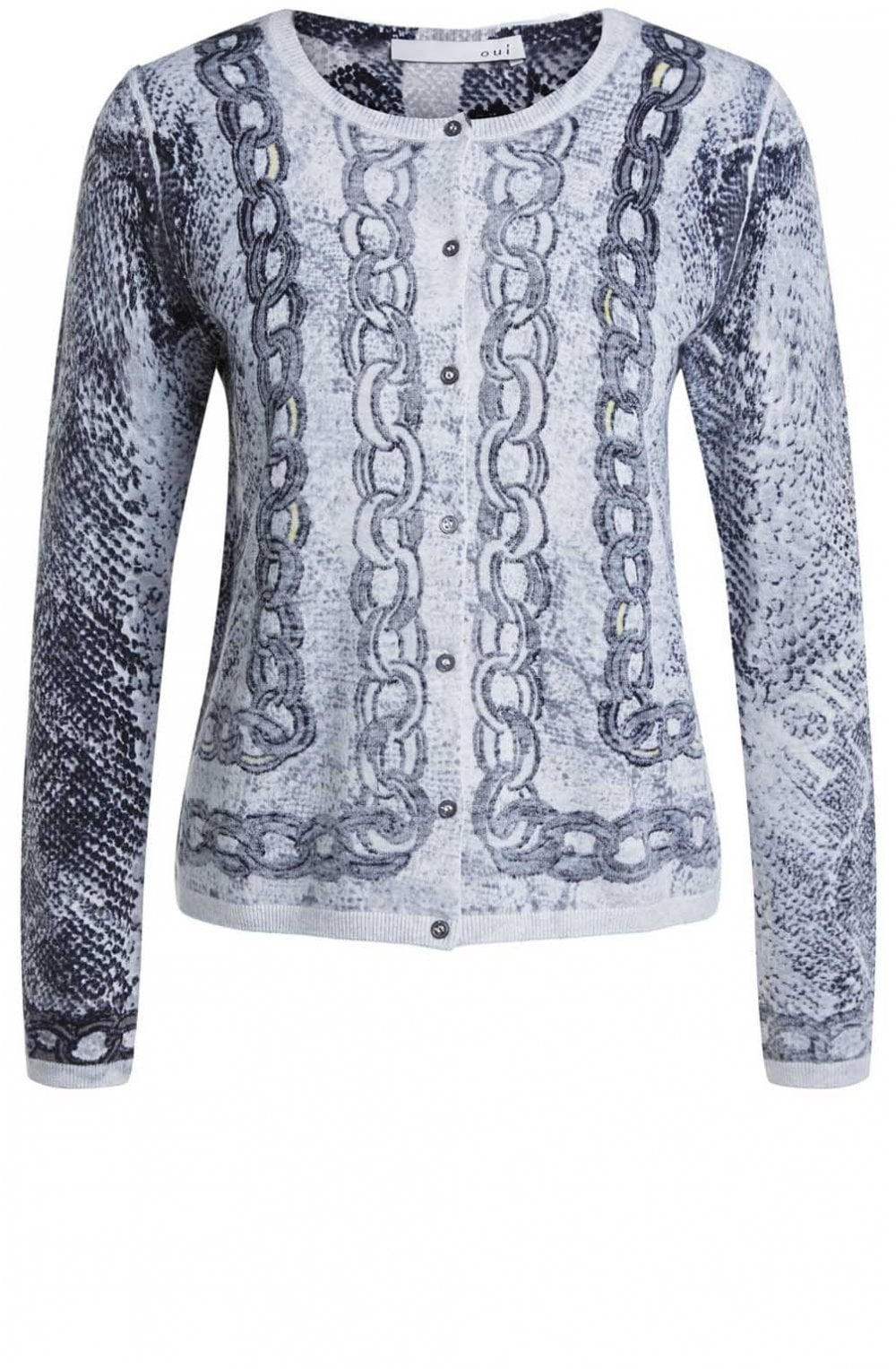 Grey Chain Print Cardigan