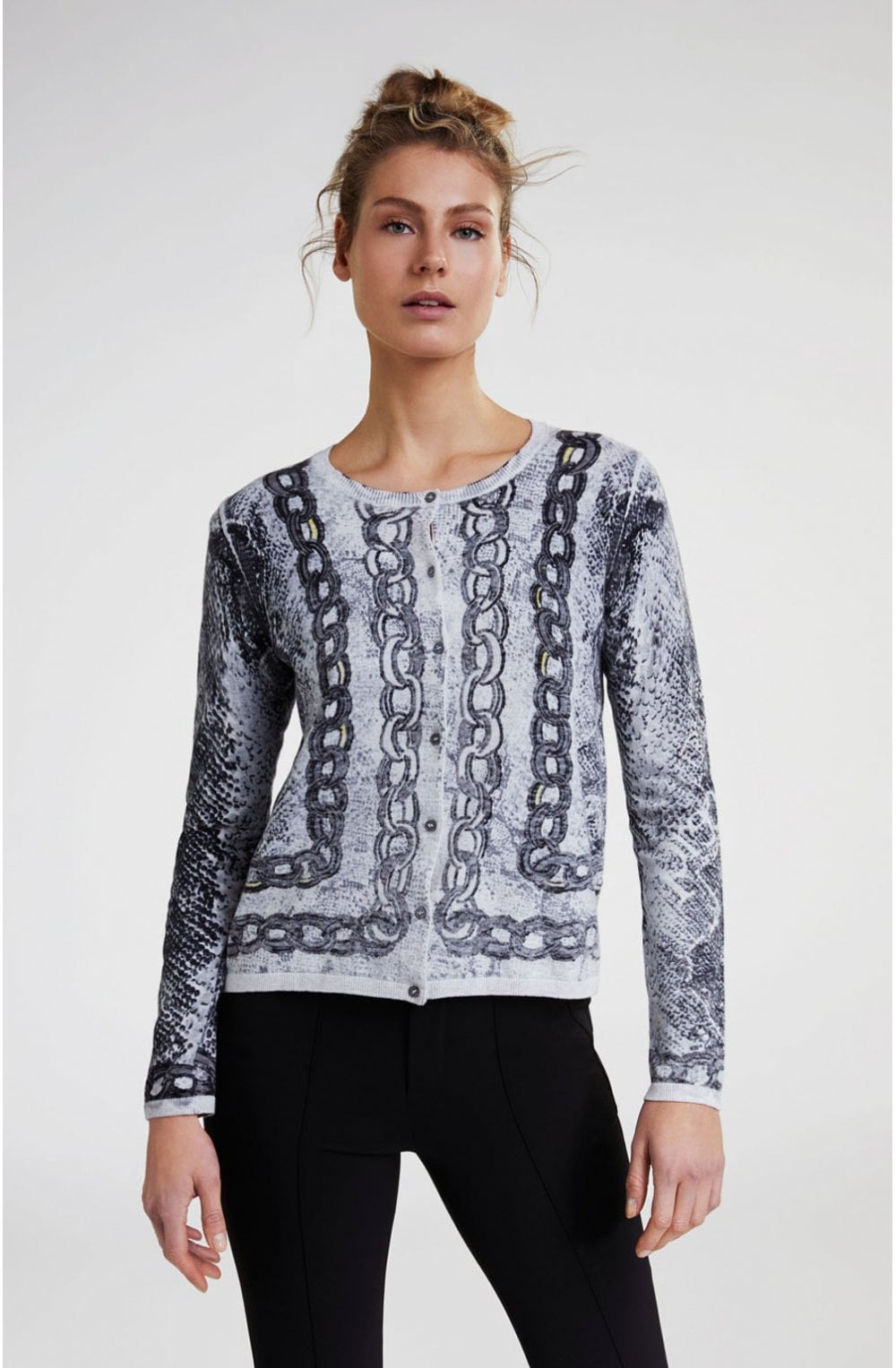 Grey Chain Print Cardigan