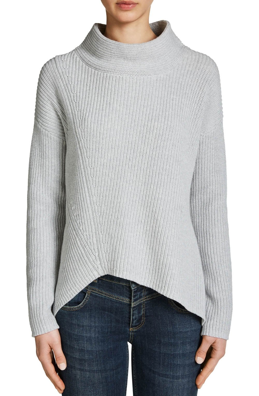 Grey Chunky Ribbed Knit Sweater