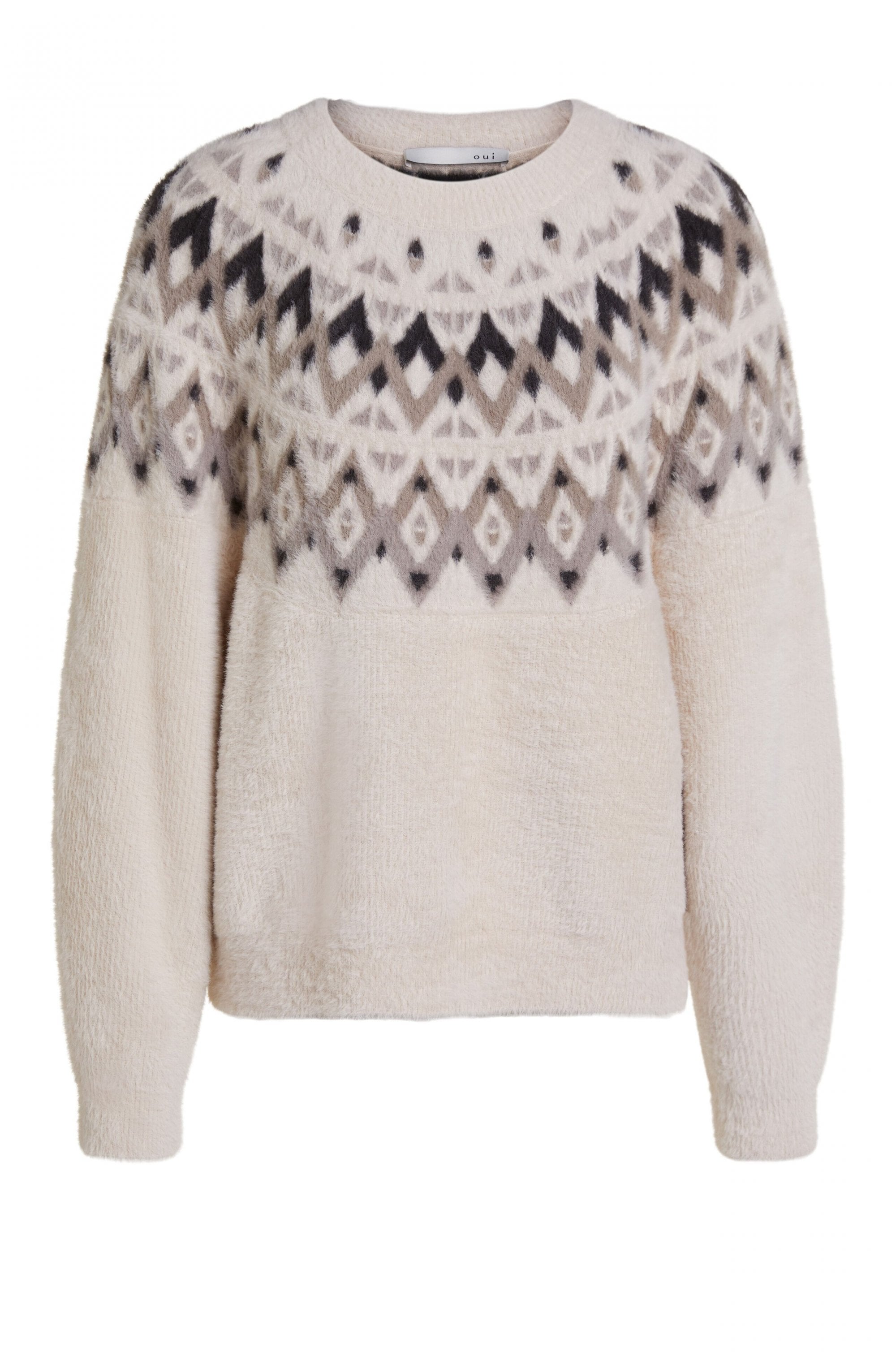 Grey & Cream Fairisle Print Jumper