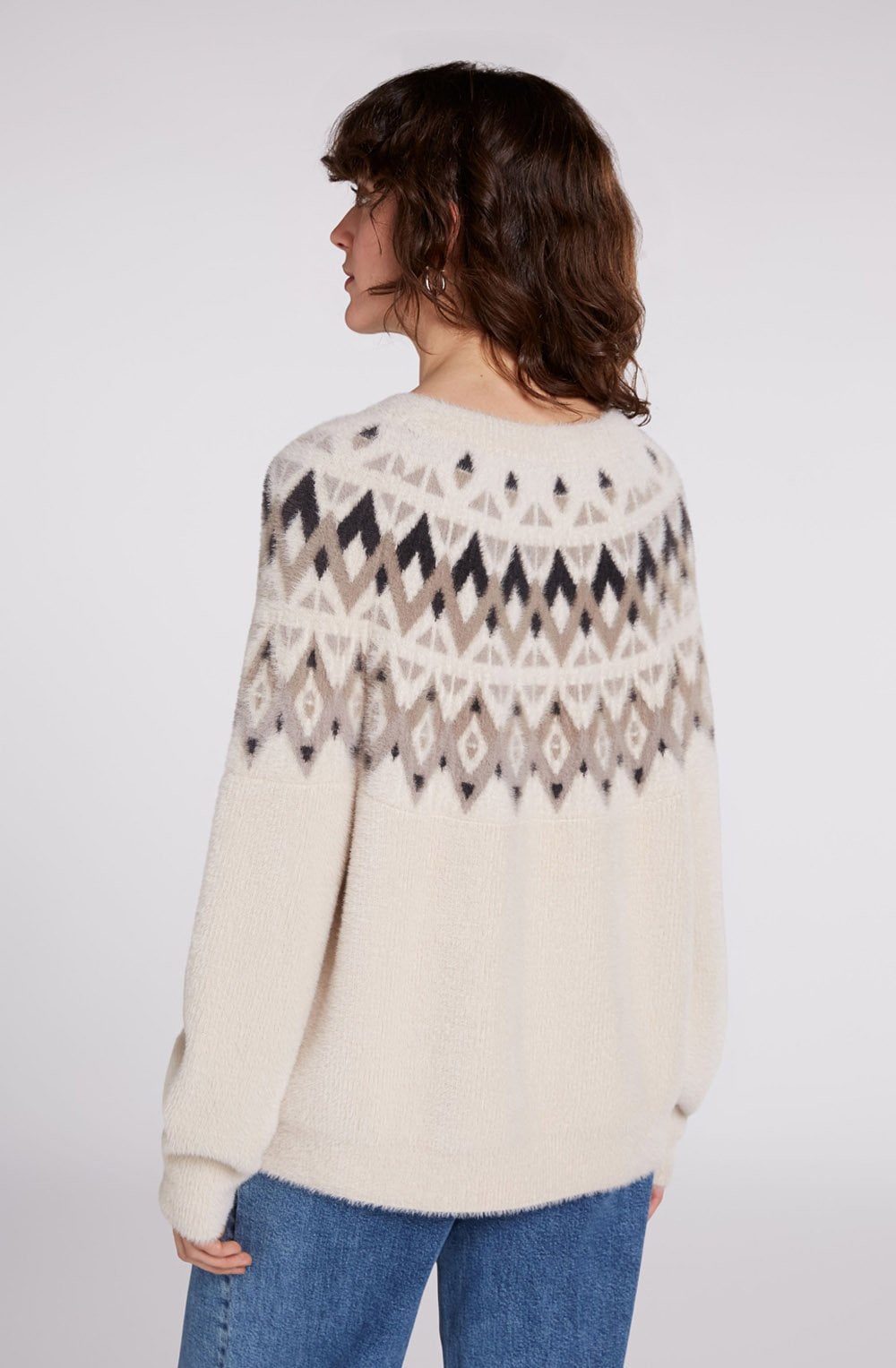 Grey & Cream Fairisle Print Jumper