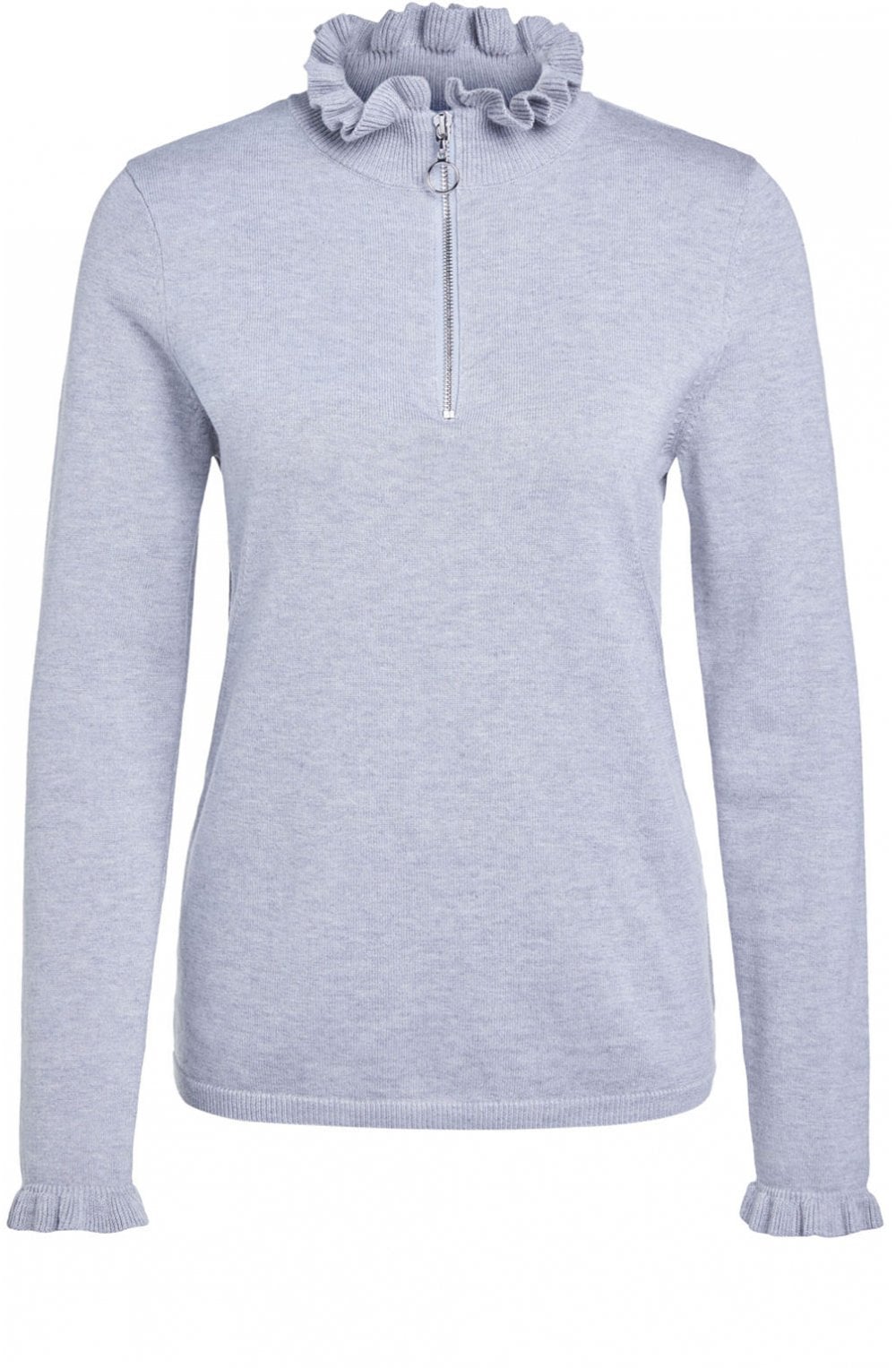 Grey Frilled Neck Jumper