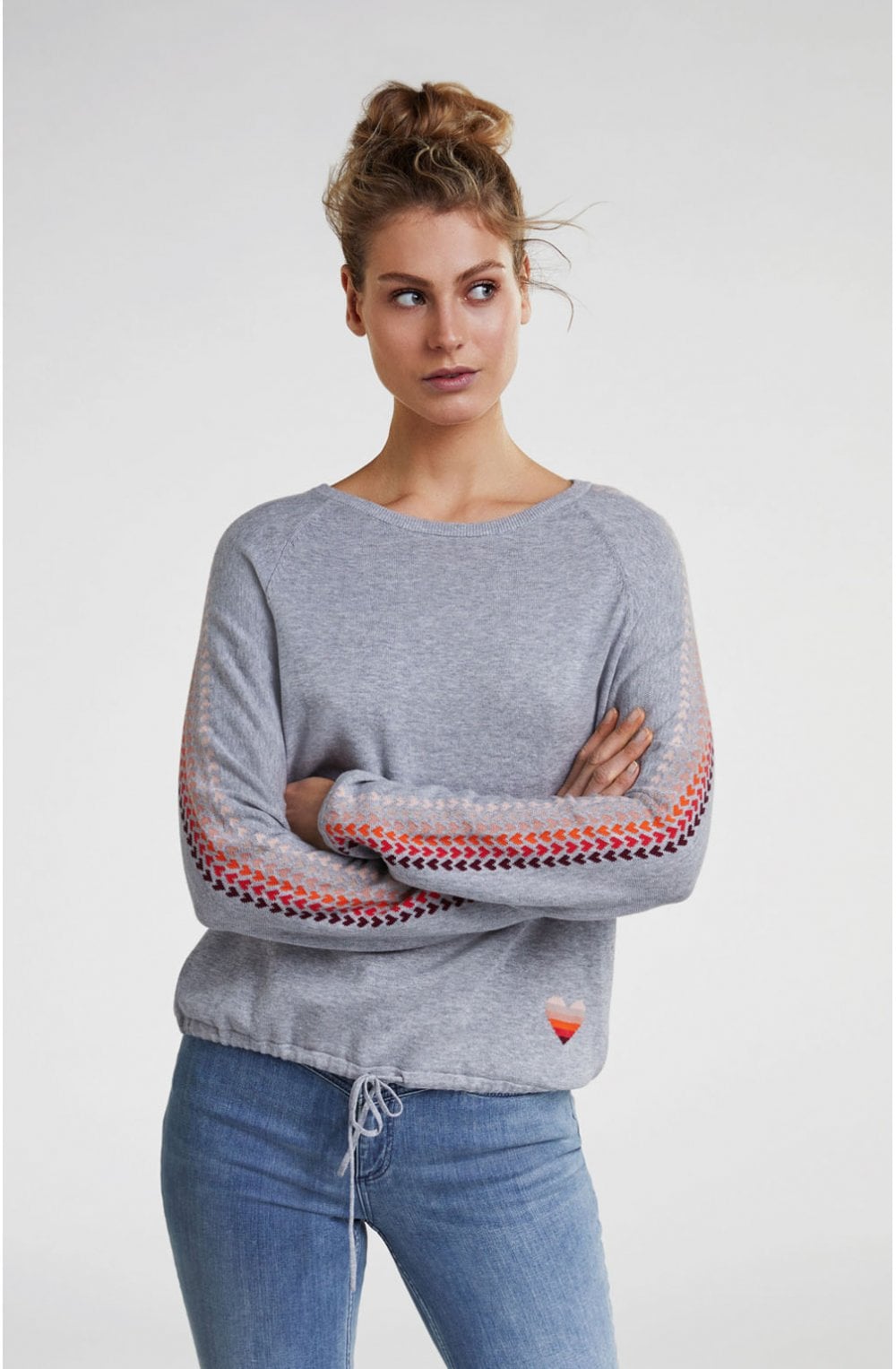 Grey Heart Detailed Jumper