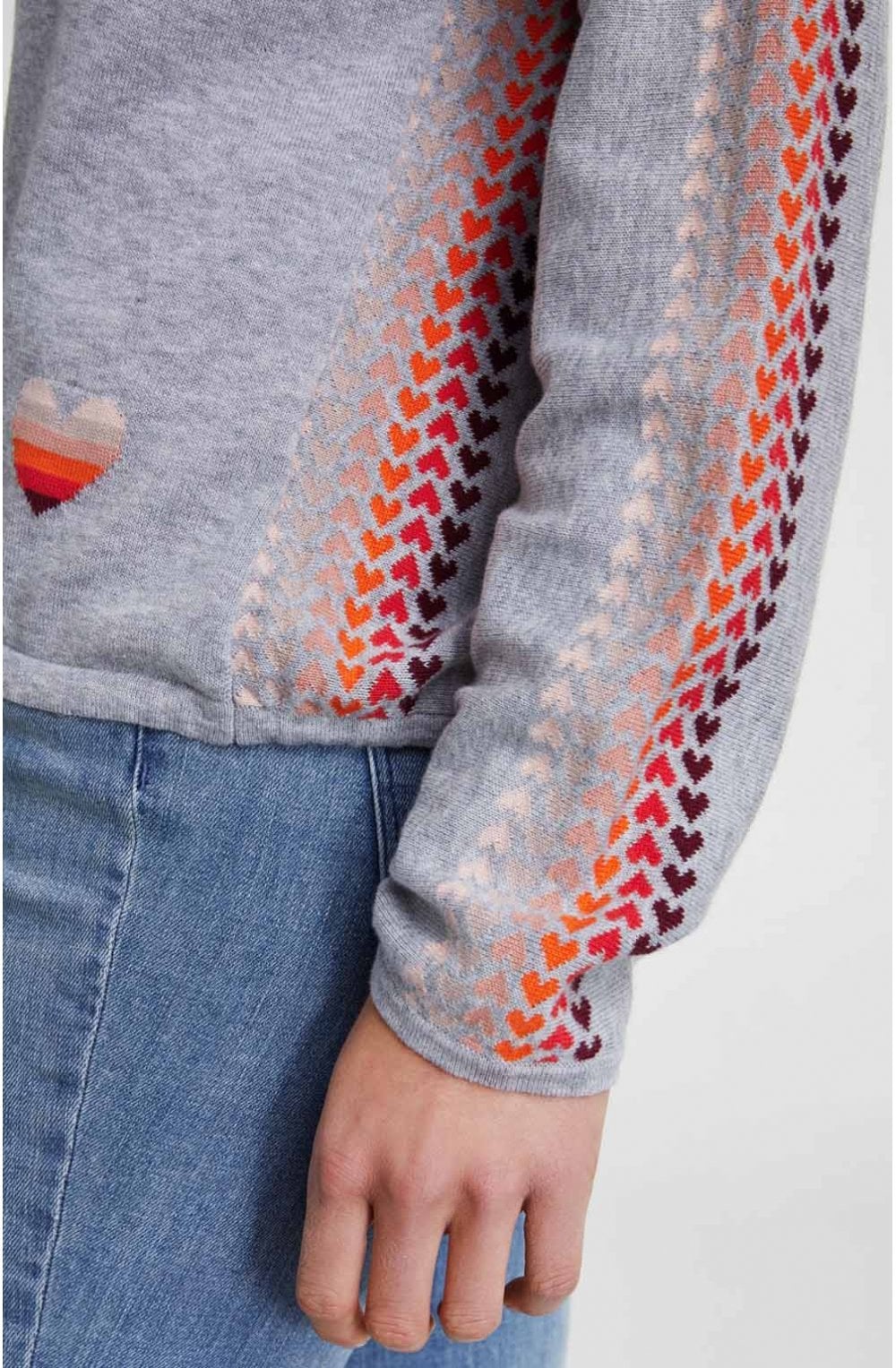 Grey Heart Detailed Jumper