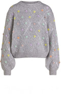 Grey Heart Sequin Detailed Jumper