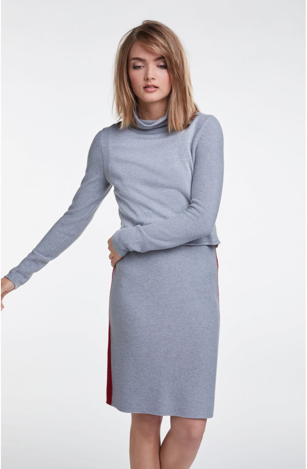 Grey Knit Layered Dress