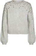 Grey Knit Silver Beaded Sweater