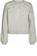 Grey Knit Silver Beaded Sweater