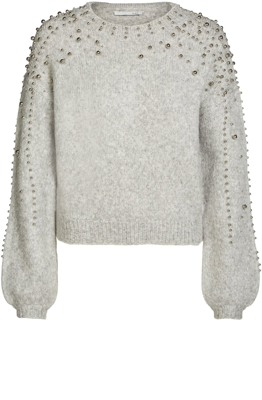 Grey Knit Silver Beaded Sweater