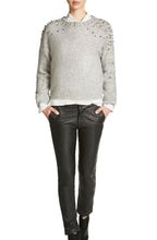 Grey Knit Silver Beaded Sweater