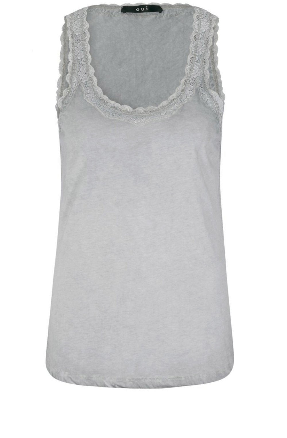 Grey Lace Detailed Vest Top