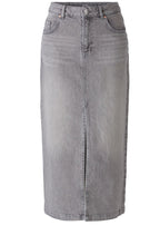 Grey Melange Denim Maxi Skirt