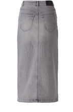 Grey Melange Denim Maxi Skirt