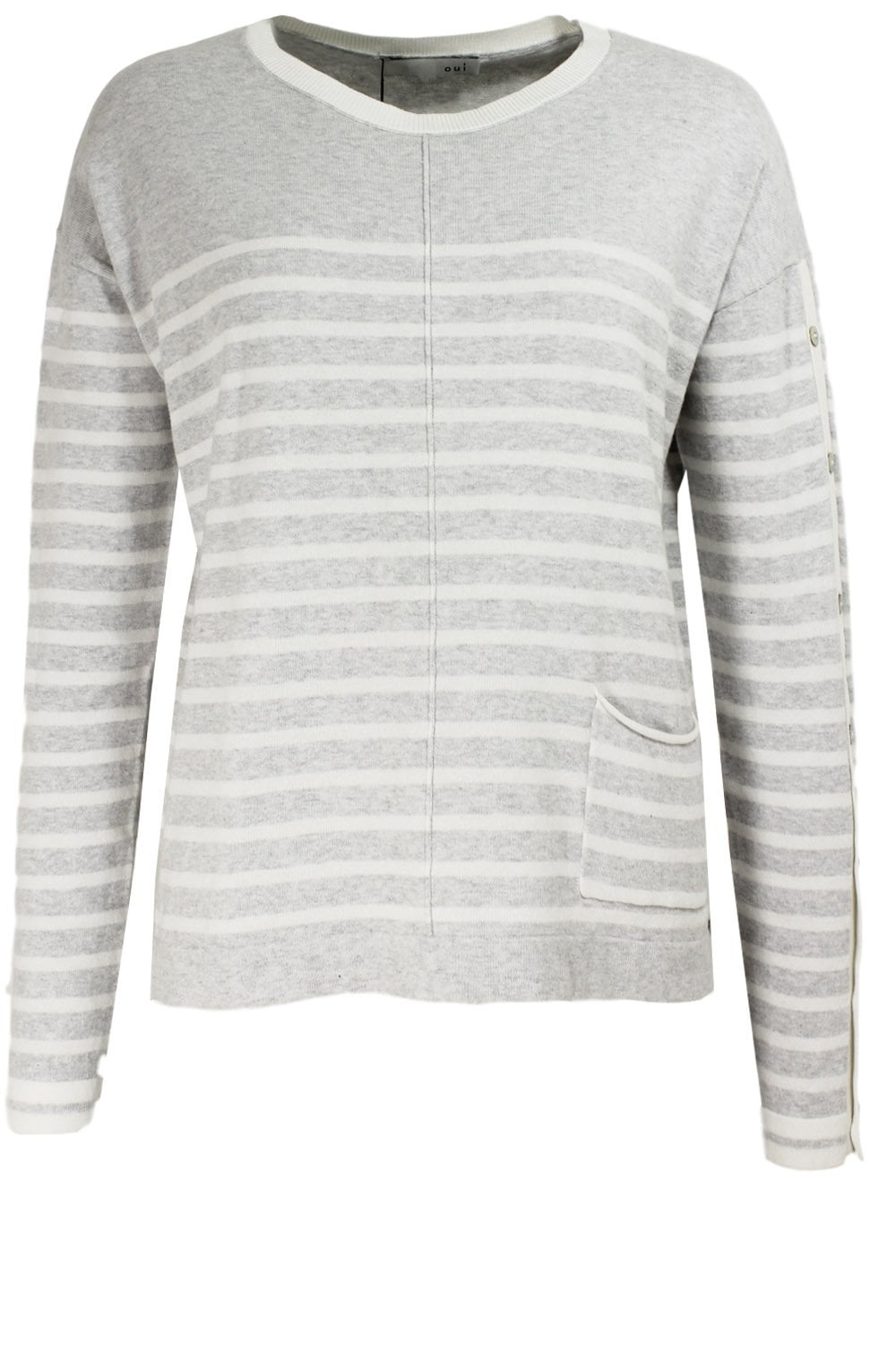Grey & Off White Striped Sweater