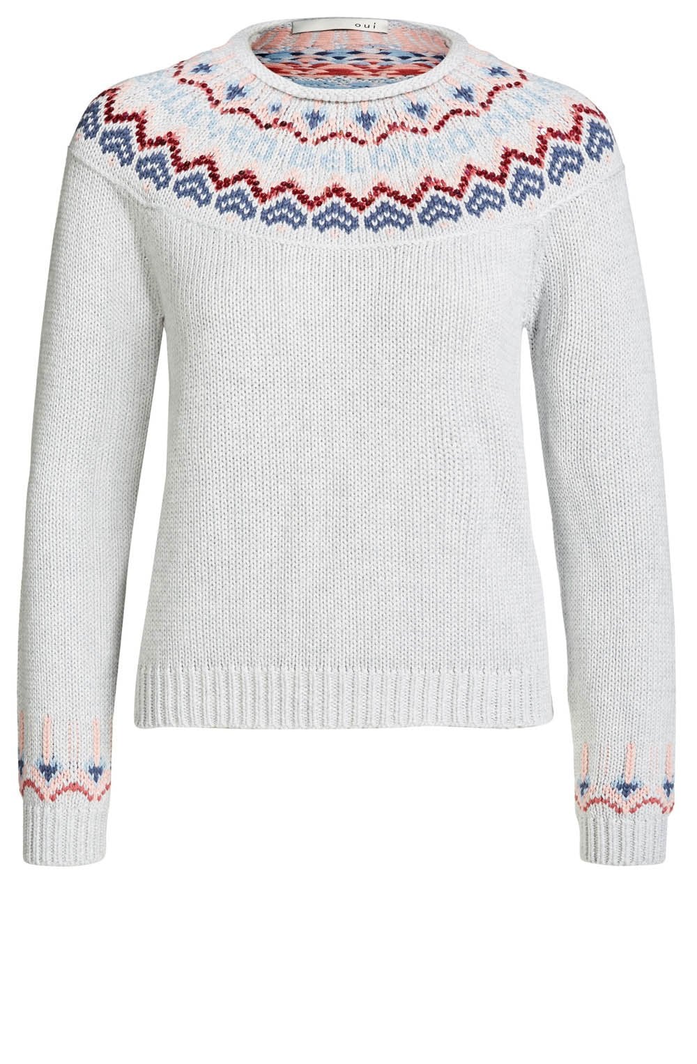 Grey Patterned Detail Sweater