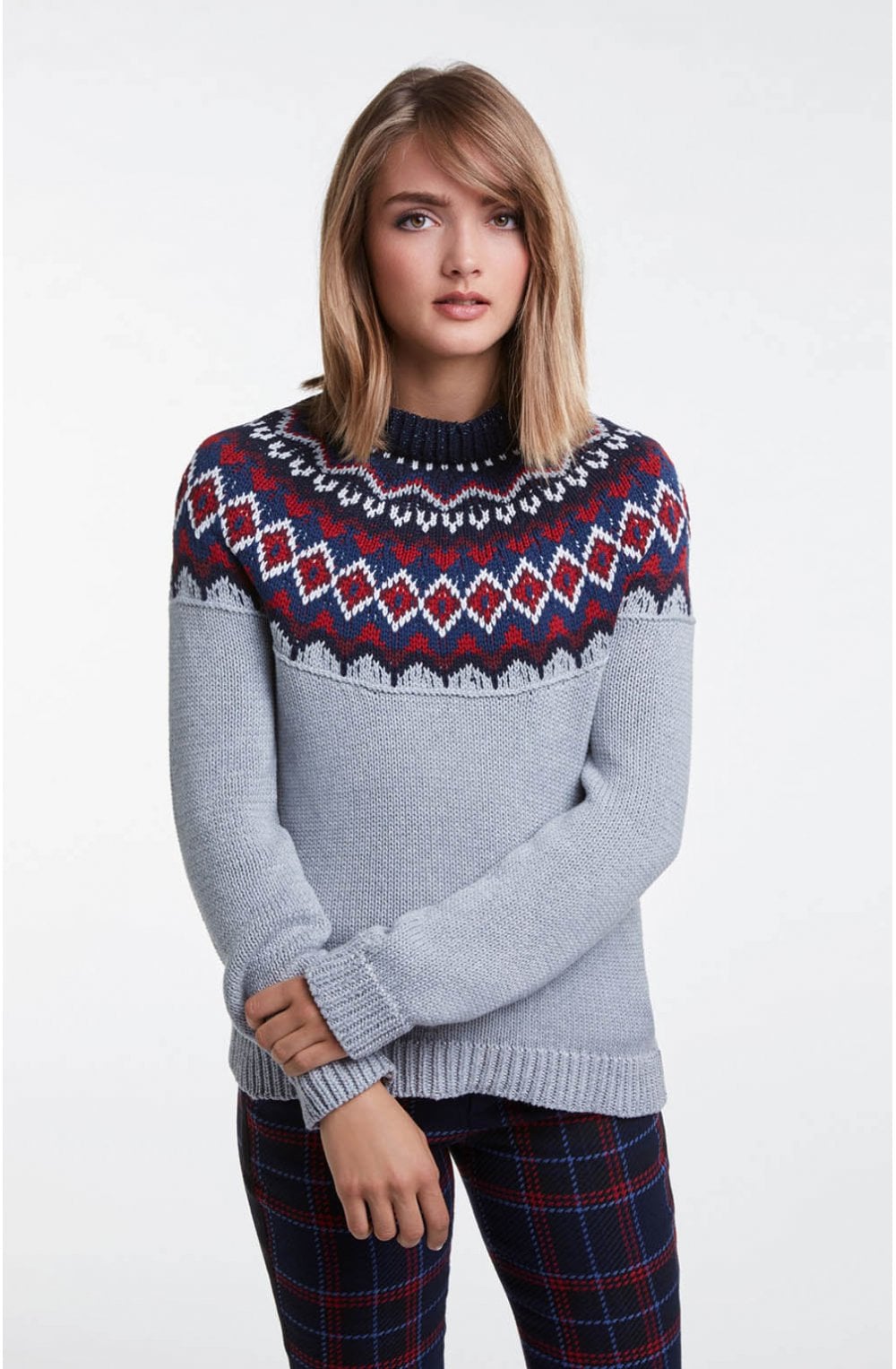 Grey Patterned Panel Jumper