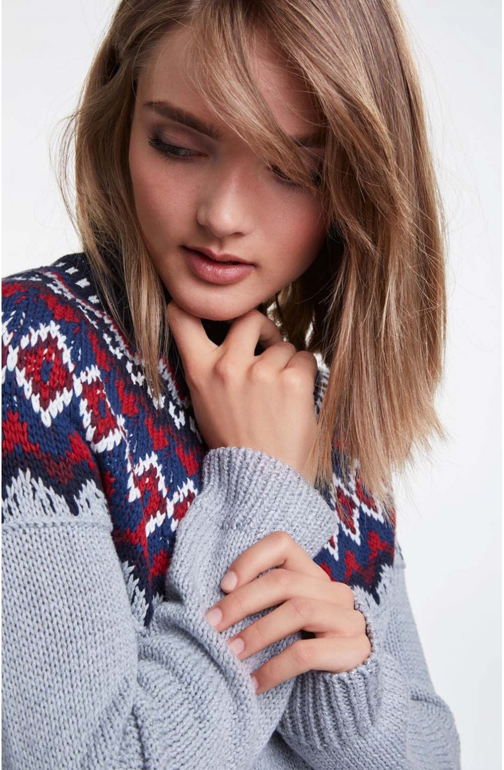 Grey Patterned Panel Jumper
