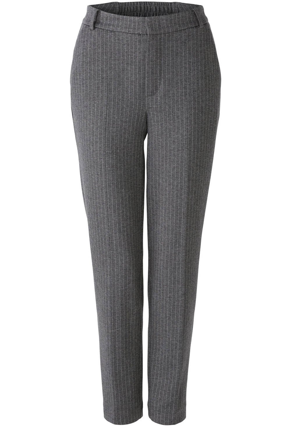 Grey Pinstripe Tapered Trousers