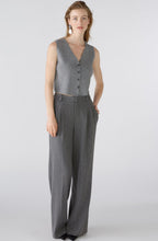 Grey Pinstripe Wide Leg Trousers