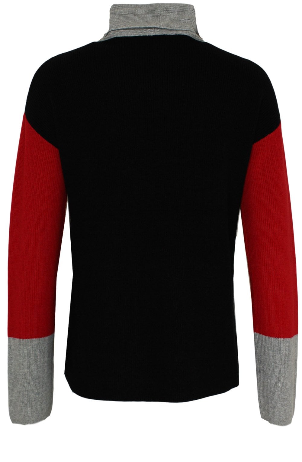 Grey & Red Roll Neck Sweater