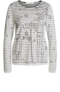 Grey Striped Fine Knit Sweater
