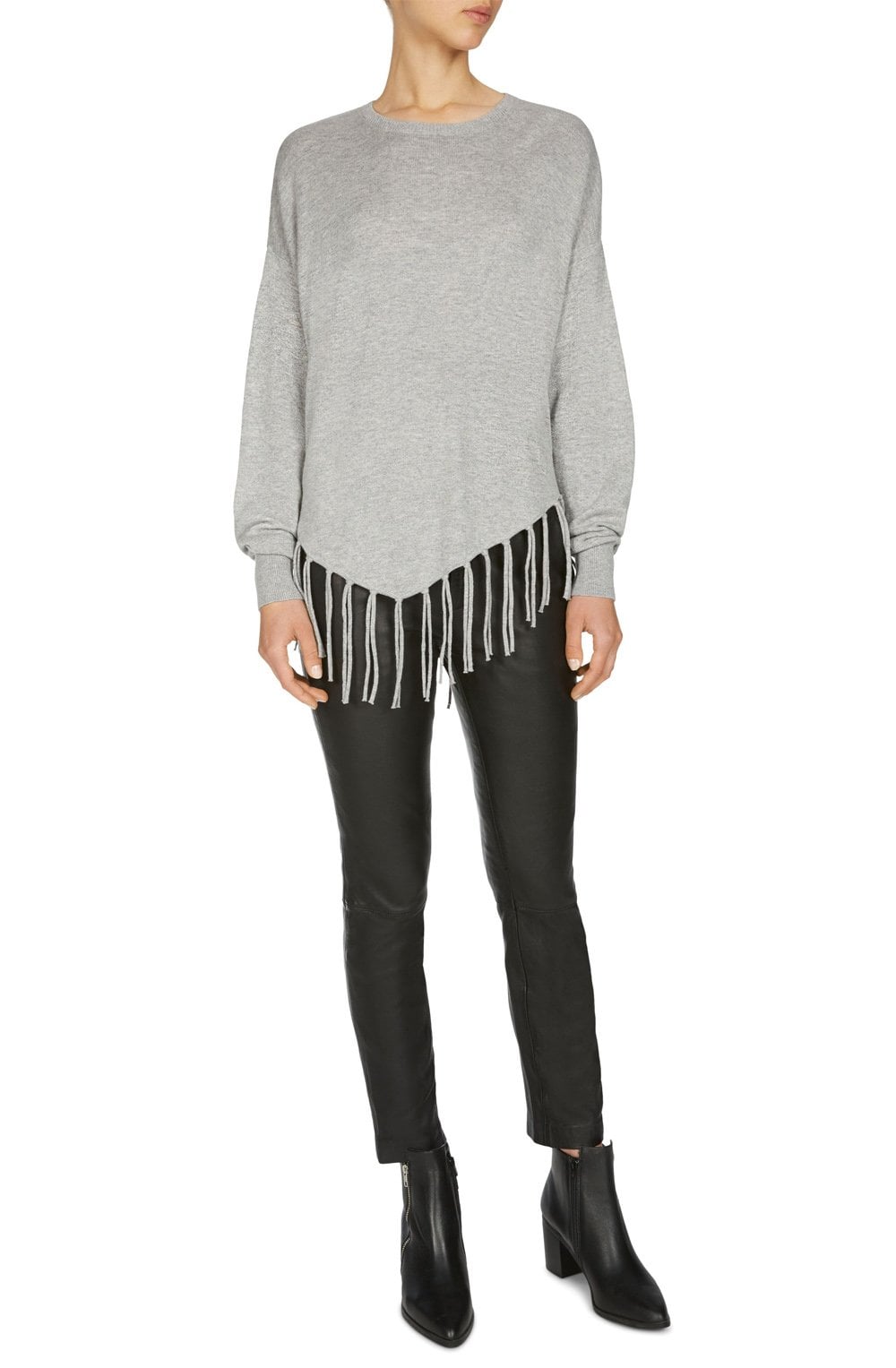 Grey Tassel Hem Sweater