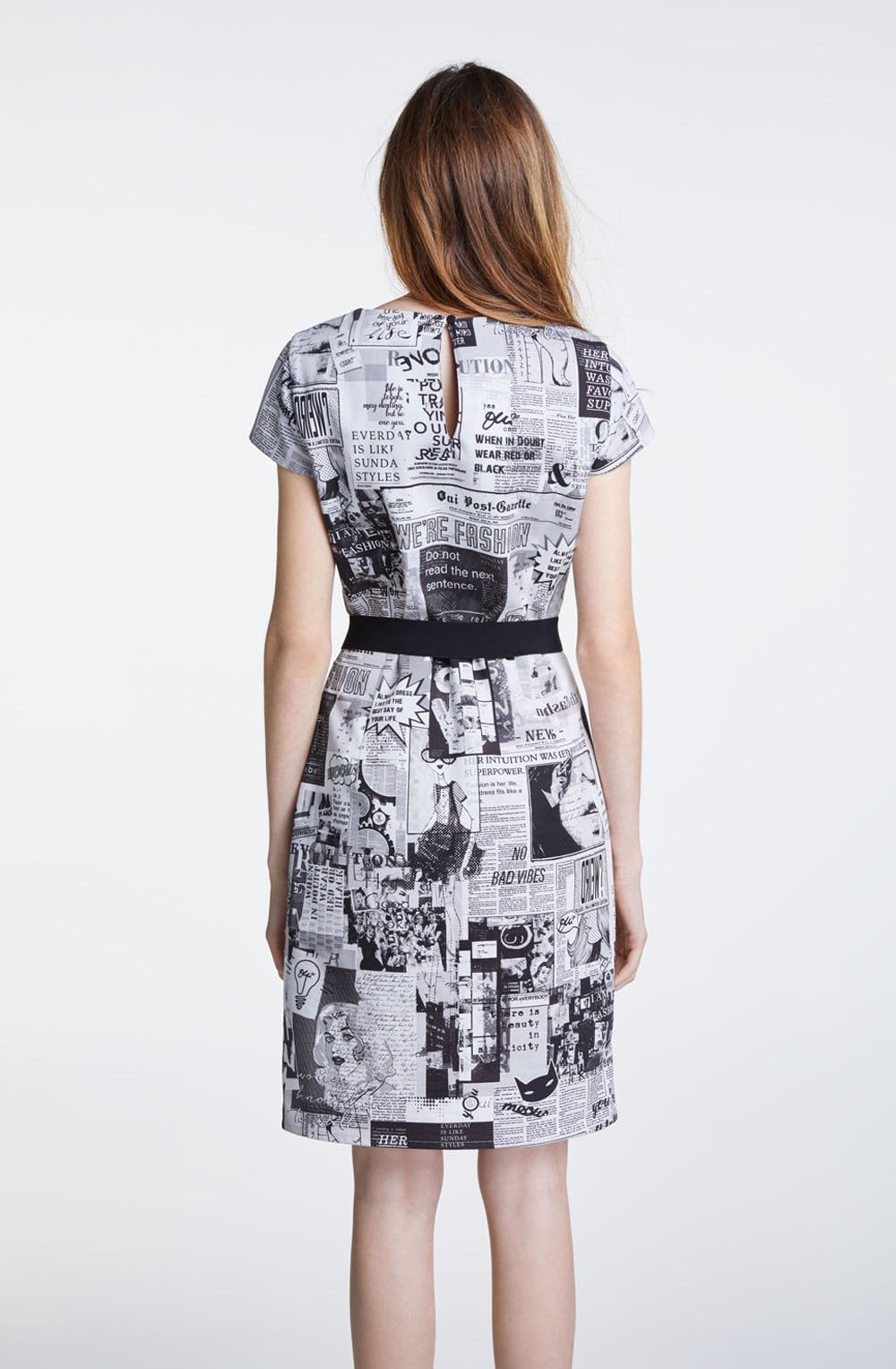 Grey & White Comic Print Dress