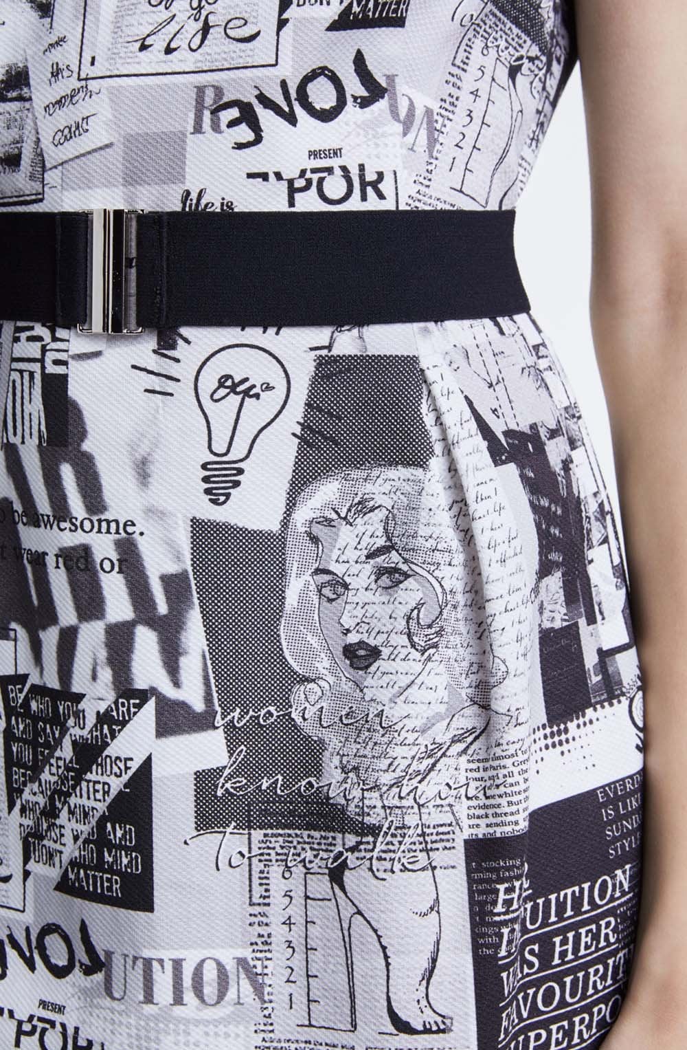 Grey & White Comic Print Dress