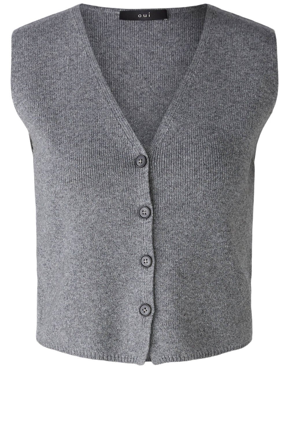 Grey Wool Blend Knitted Waistcoat