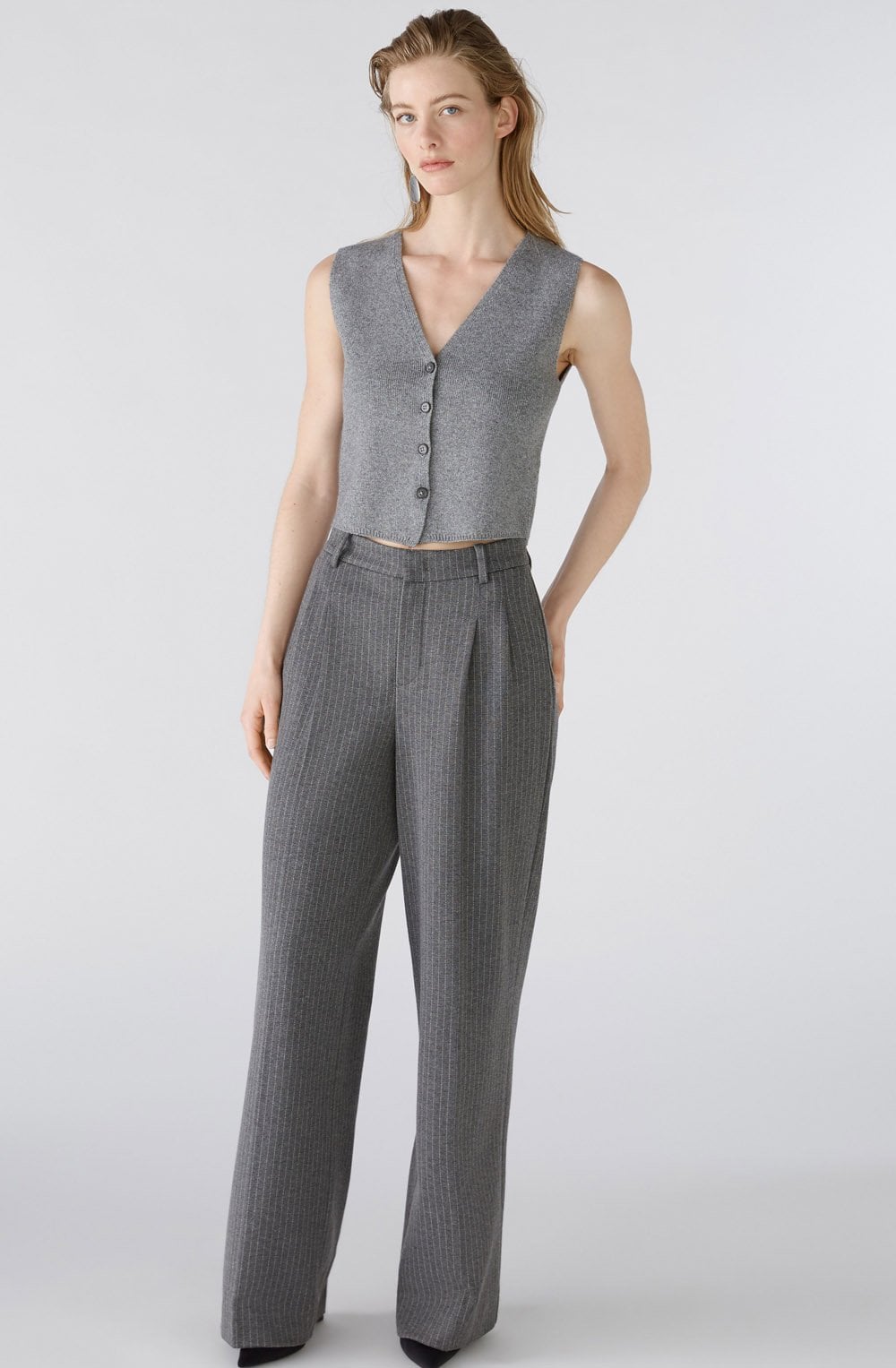Grey Wool Blend Knitted Waistcoat