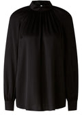 High Neck Black Silky Blouse