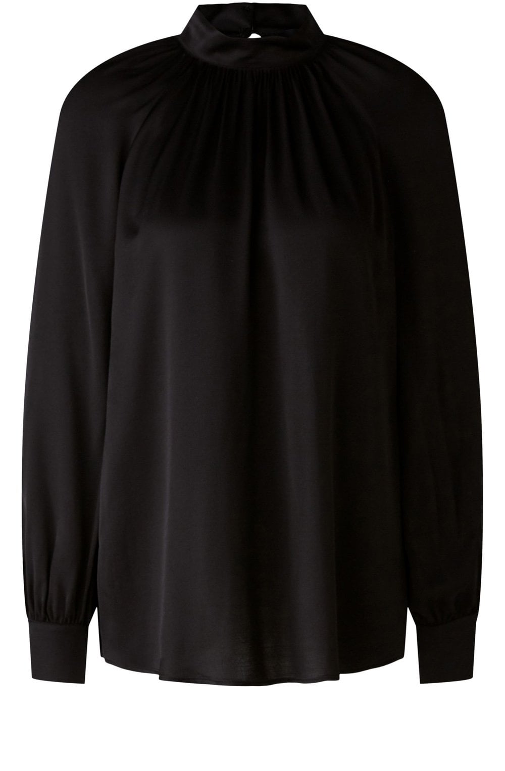 High Neck Black Silky Blouse