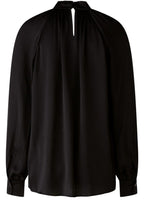 High Neck Black Silky Blouse