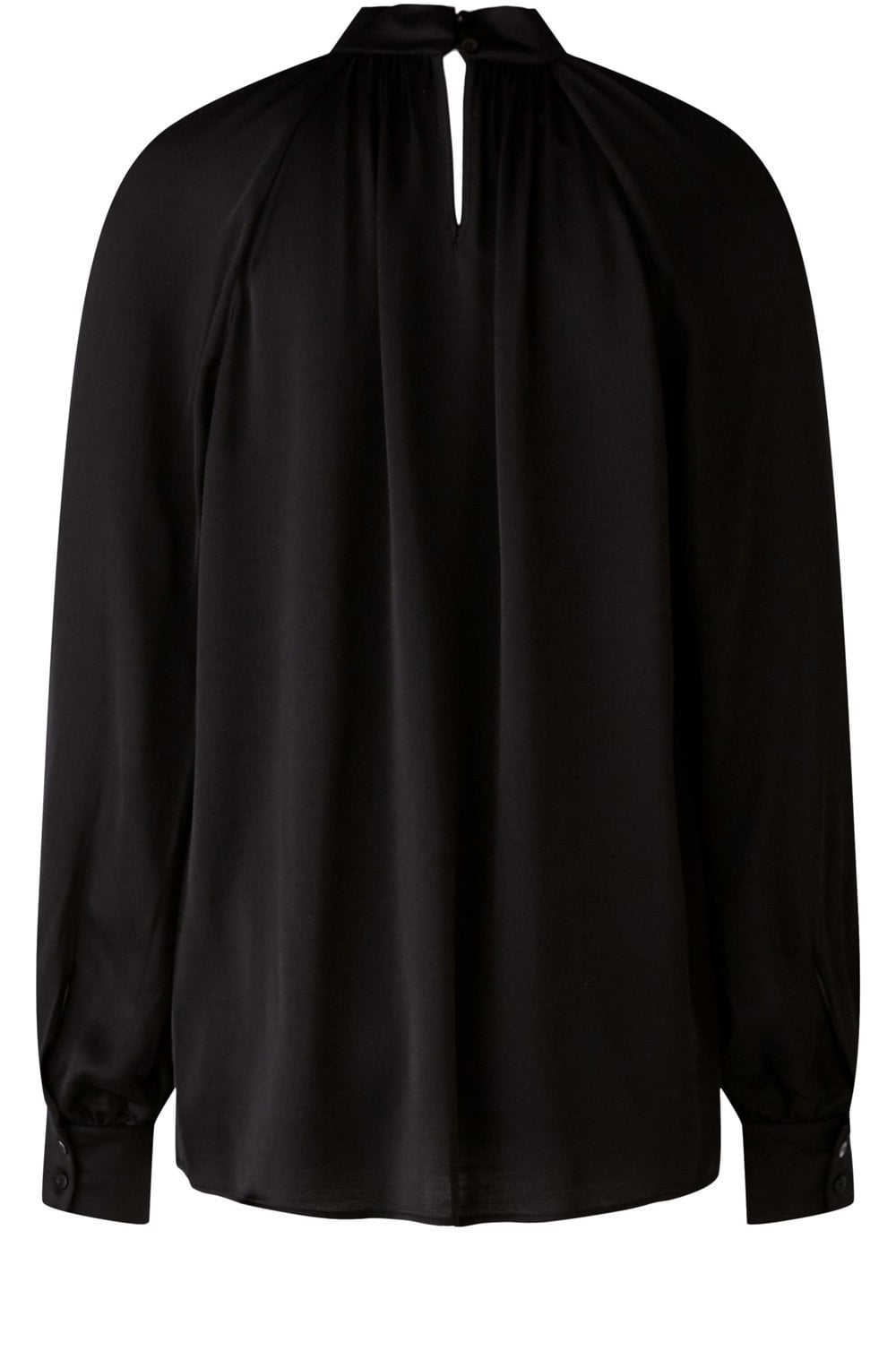 High Neck Black Silky Blouse