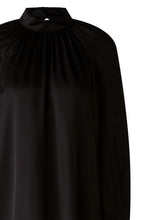 High Neck Black Silky Blouse