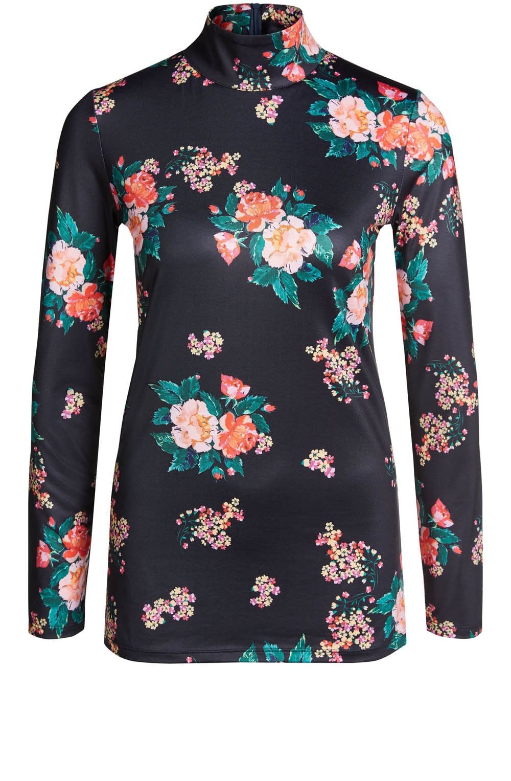 High Neck Floral Print Top