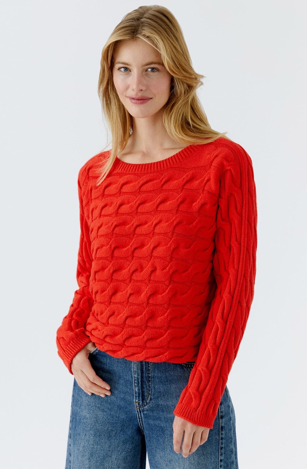High Risk Red Cable Knit Boxy Jumper