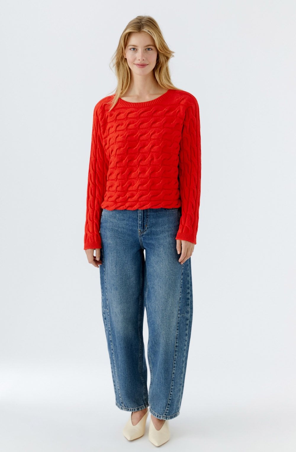 High Risk Red Cable Knit Boxy Jumper