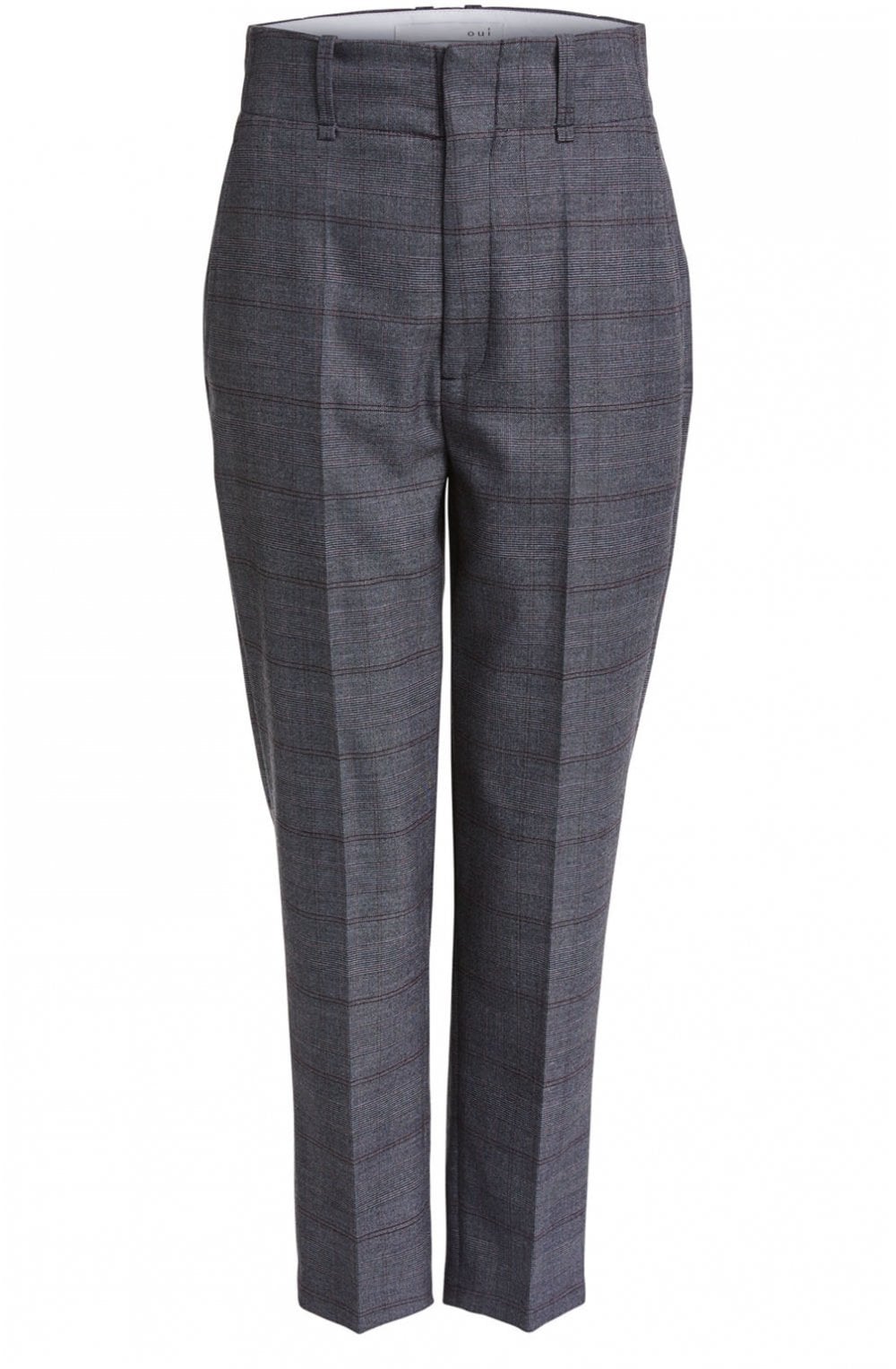 High Waisted Check Trousers