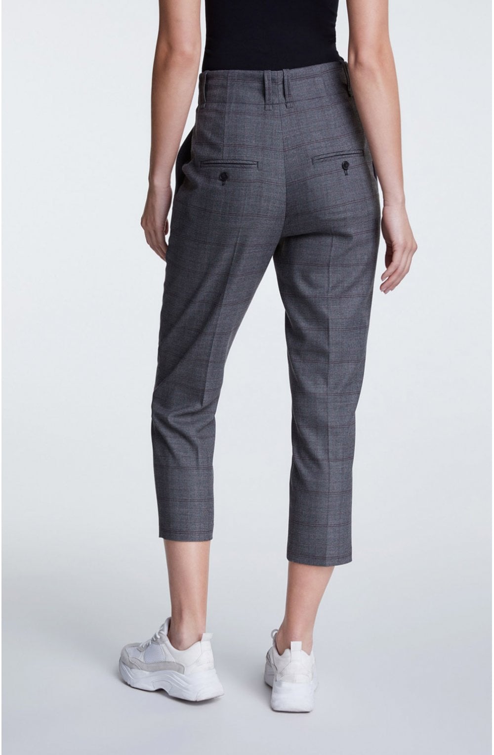 High Waisted Check Trousers
