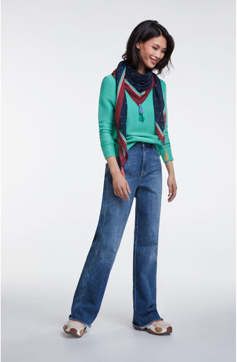 Holly Green Ribbed Knit Jumper