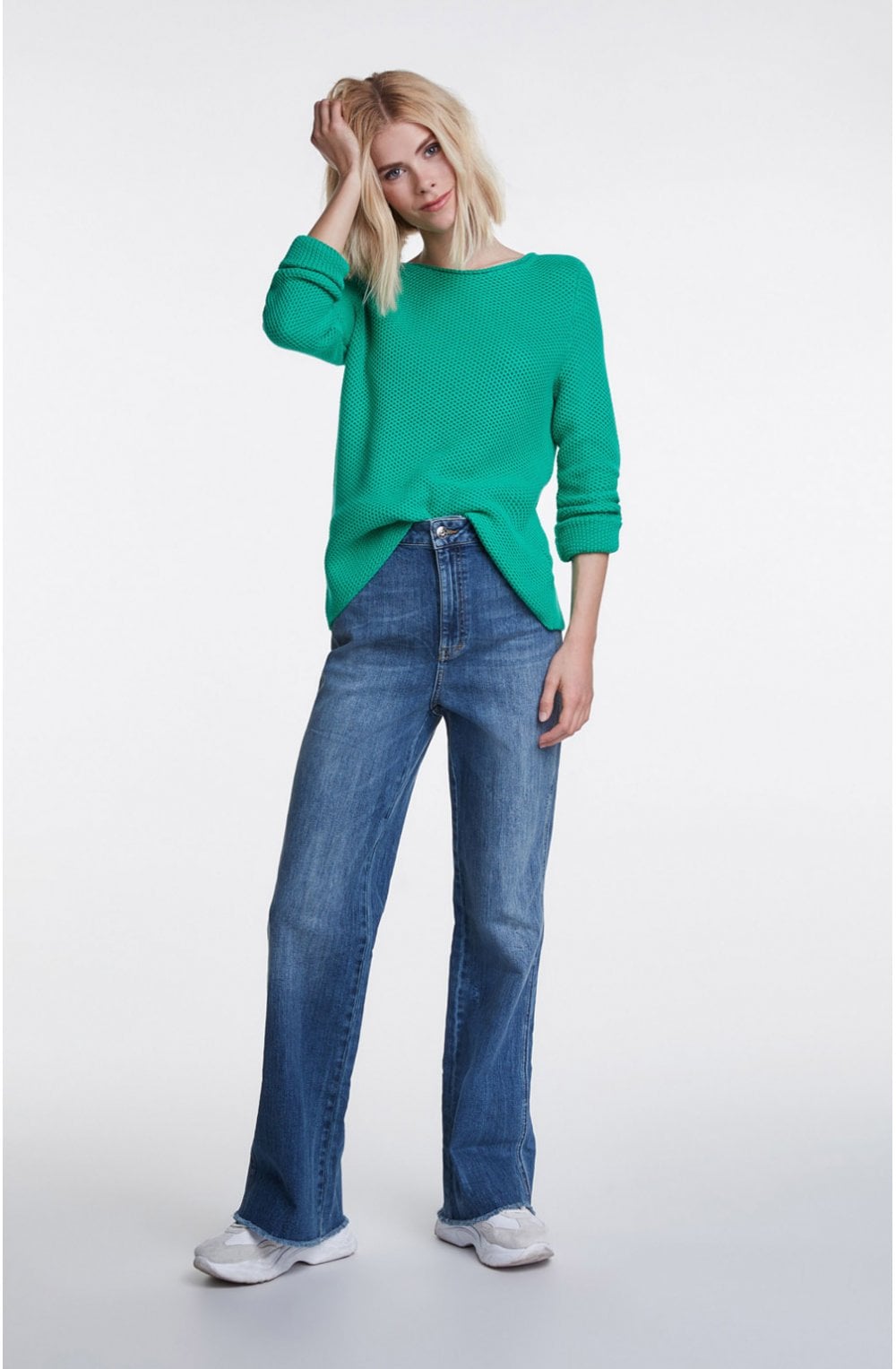 Holly Green Woven Knit Jumper