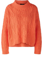Hot Coral Cable Knit Jumper