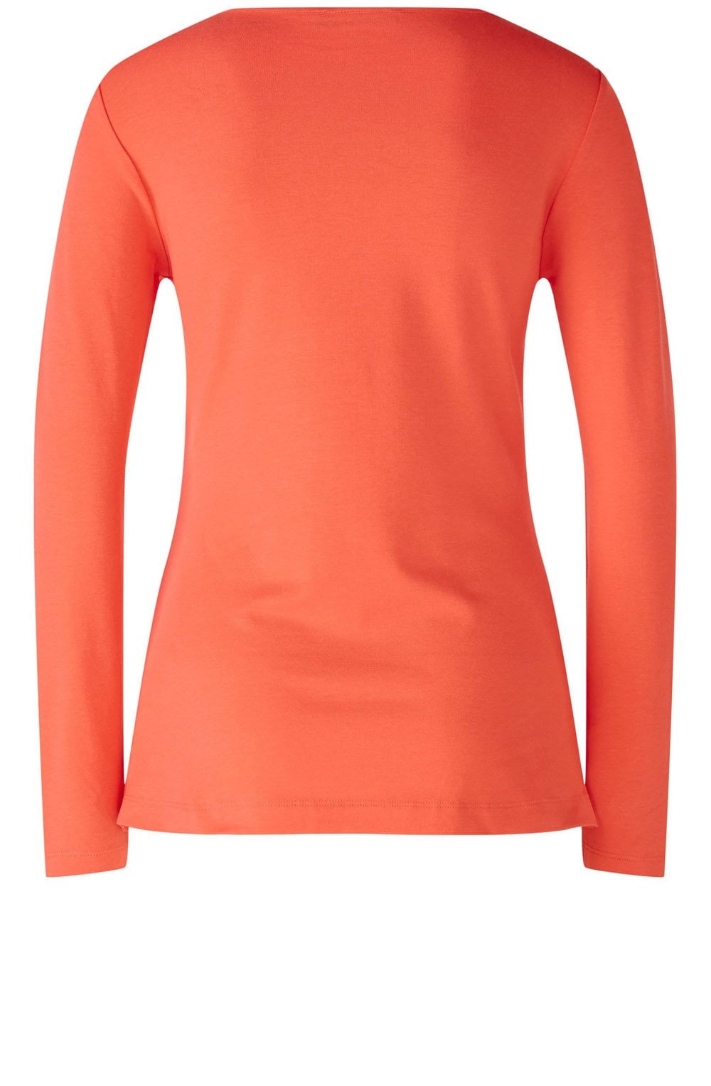 Hot Coral Cotton Blend Long Sleeved Top